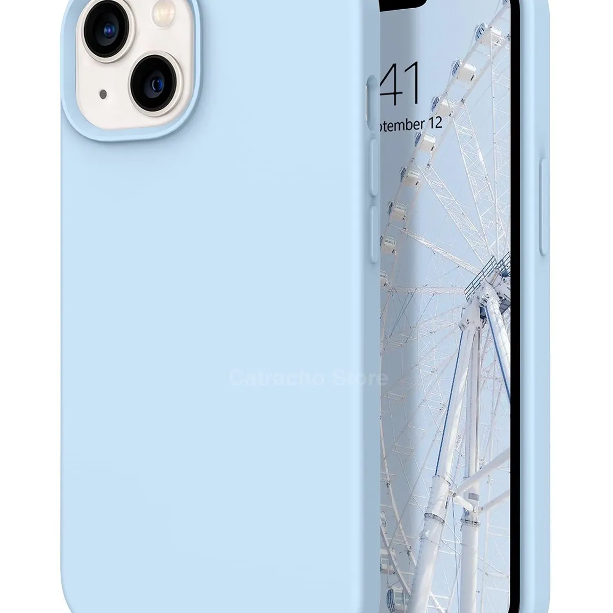 GENERICO - Carcasa De Silicona Azul Cielo Para iPhone 14 Plus + Lamina