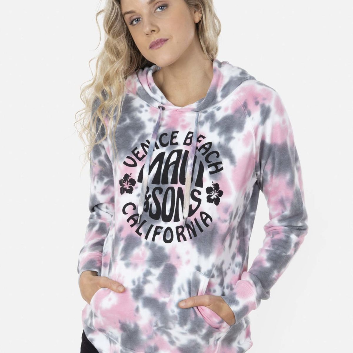 MAUI AND SONS - Poleron GRAY TIE HOODIE Mujer Multicolor Maui and Sons