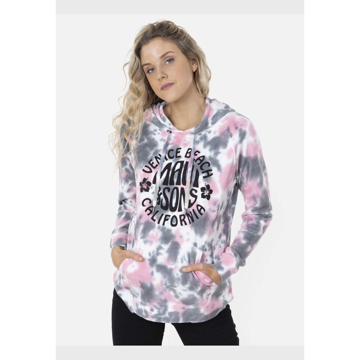 MAUI AND SONS - Poleron GRAY TIE HOODIE Mujer Multicolor Maui and Sons
