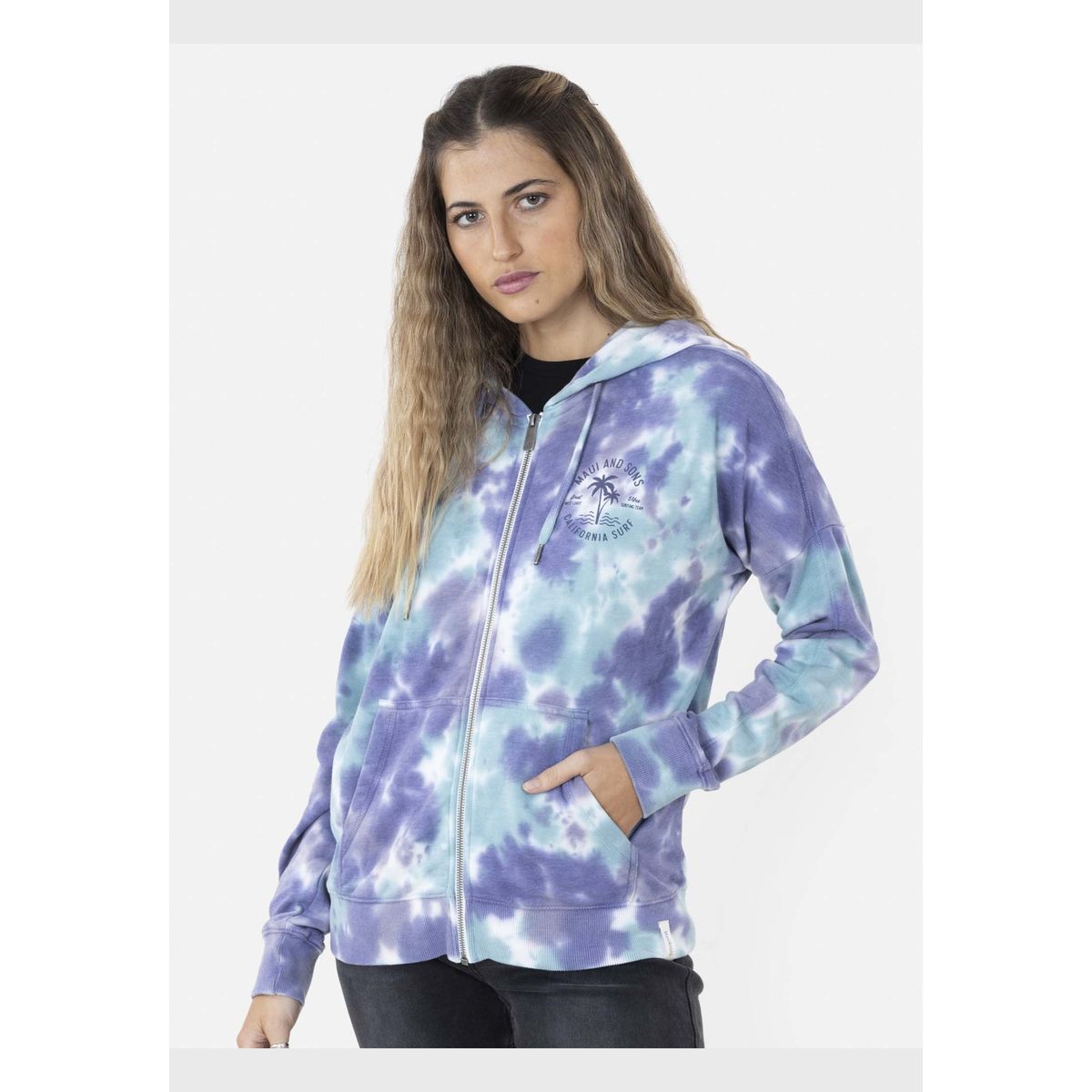 MAUI AND SONS - Poleron Fullzipper CLEAR ON THE OCEAN FZ Mujer Multicolor Maui and Sons