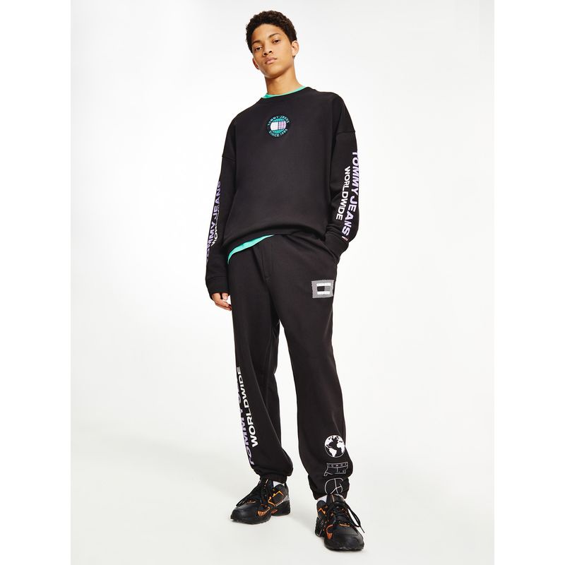 TOMMY HILFIGER - Polerón Cotton Logos Unity Negro Tommy Jeans