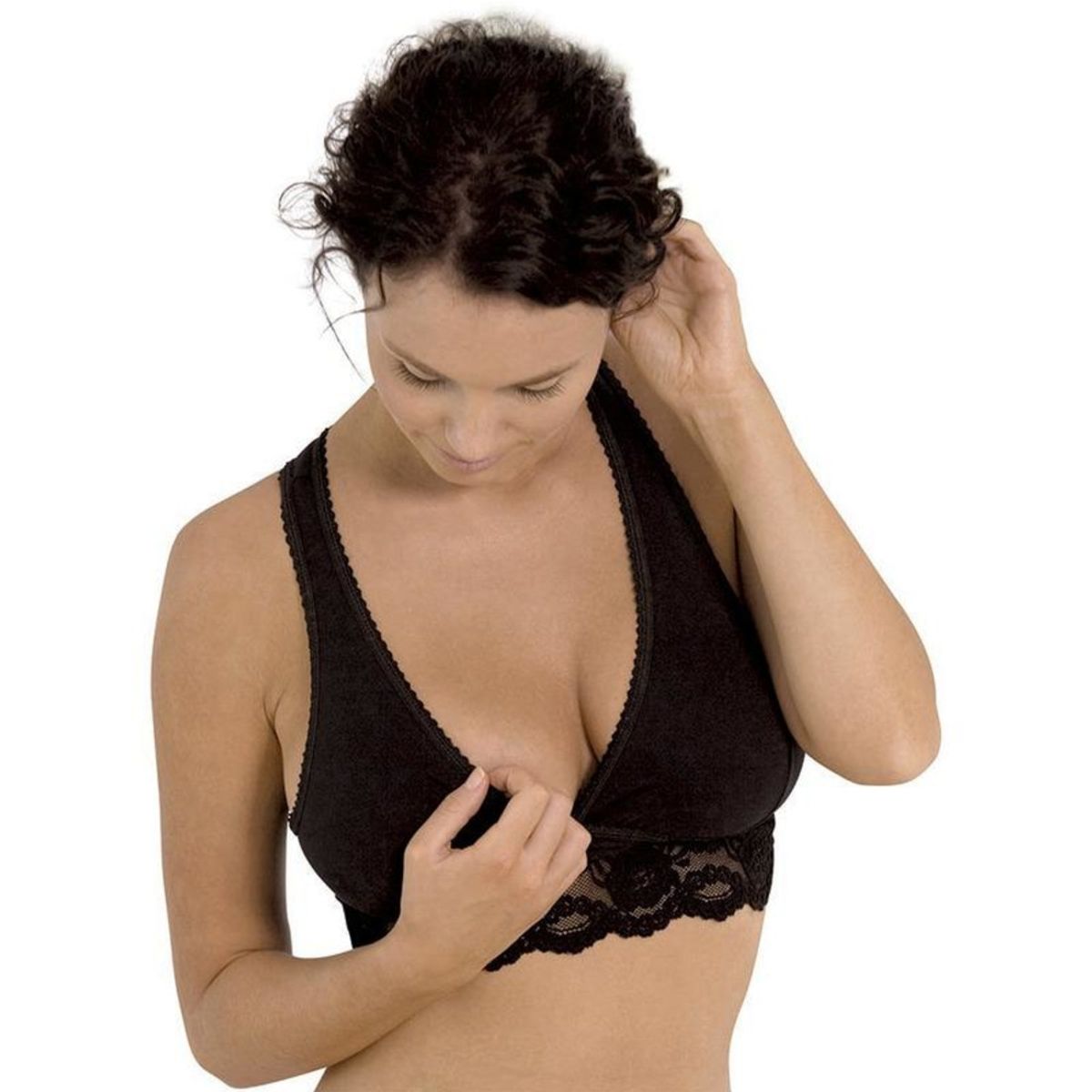 CARRIWELL - Sostén Lactancia Espalda Cruzada Algodón Organico Negro CARRIWELL