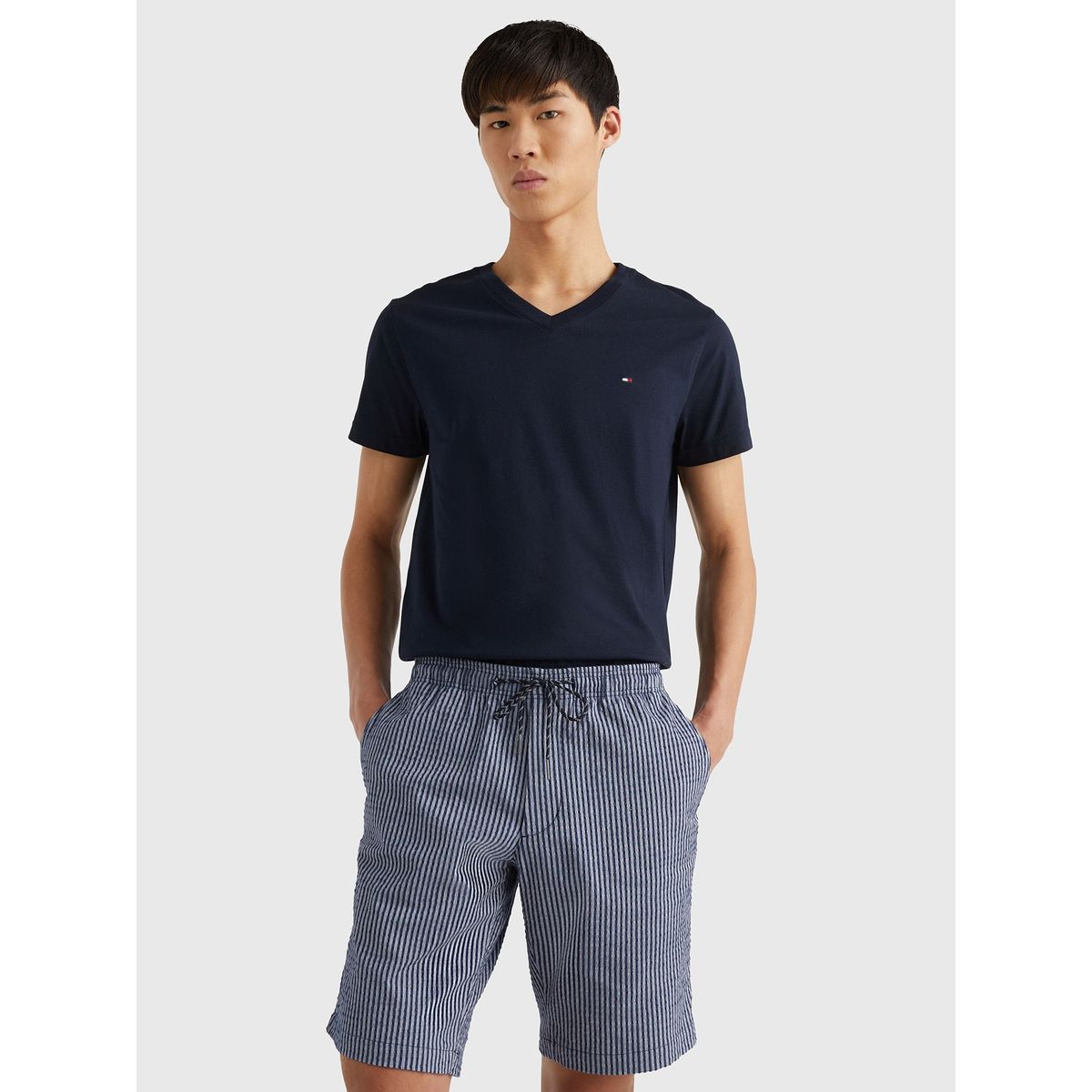 TOMMY HILFIGER - Polera Essential Cotton Neck Azul Tommy Hilfiger