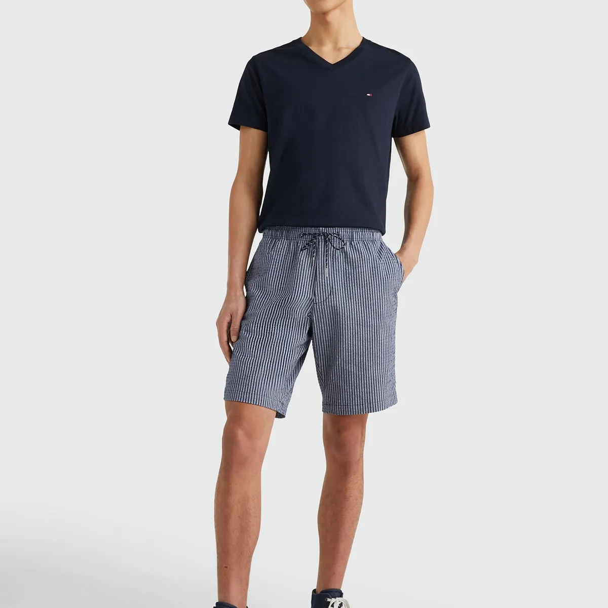 TOMMY HILFIGER - Polera Essential Cotton Neck Azul Tommy Hilfiger