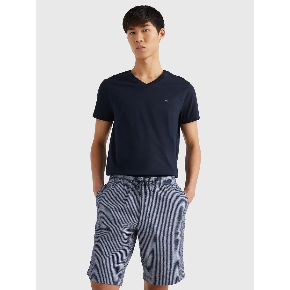 TOMMY HILFIGER - Polera Essential Cotton Neck Azul Tommy Hilfiger