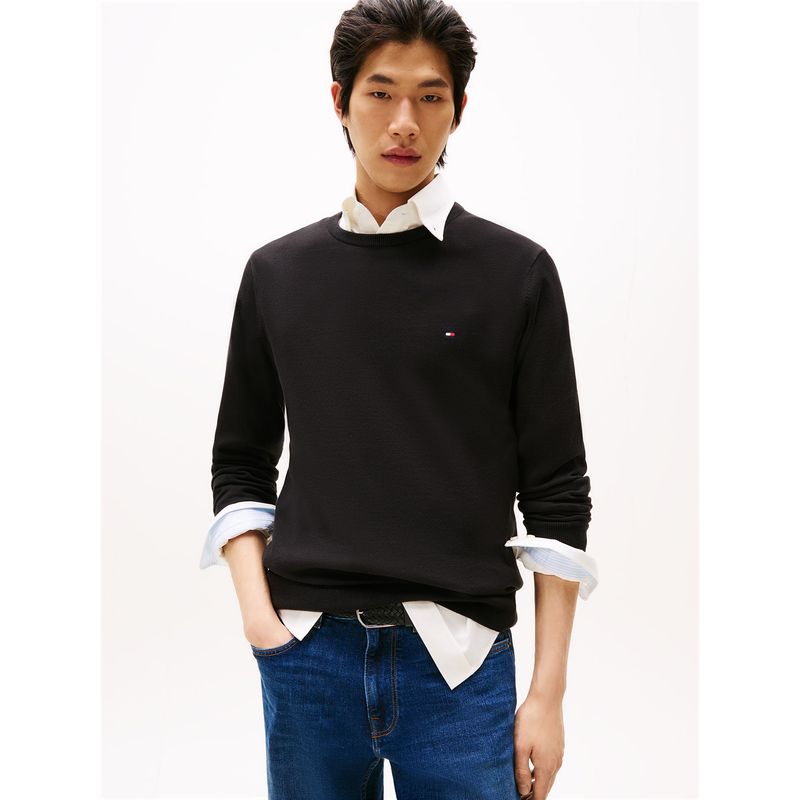 TOMMY HILFIGER - Sweater Básico Signature C-Neck Negro Tommy Hilfiger
