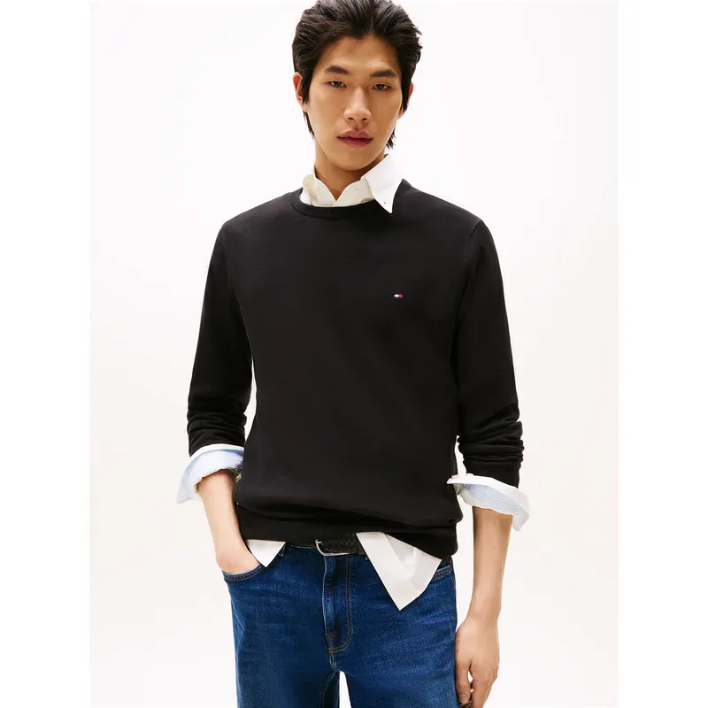 TOMMY HILFIGER - Sweater Básico Signature C-Neck Negro Tommy Hilfiger