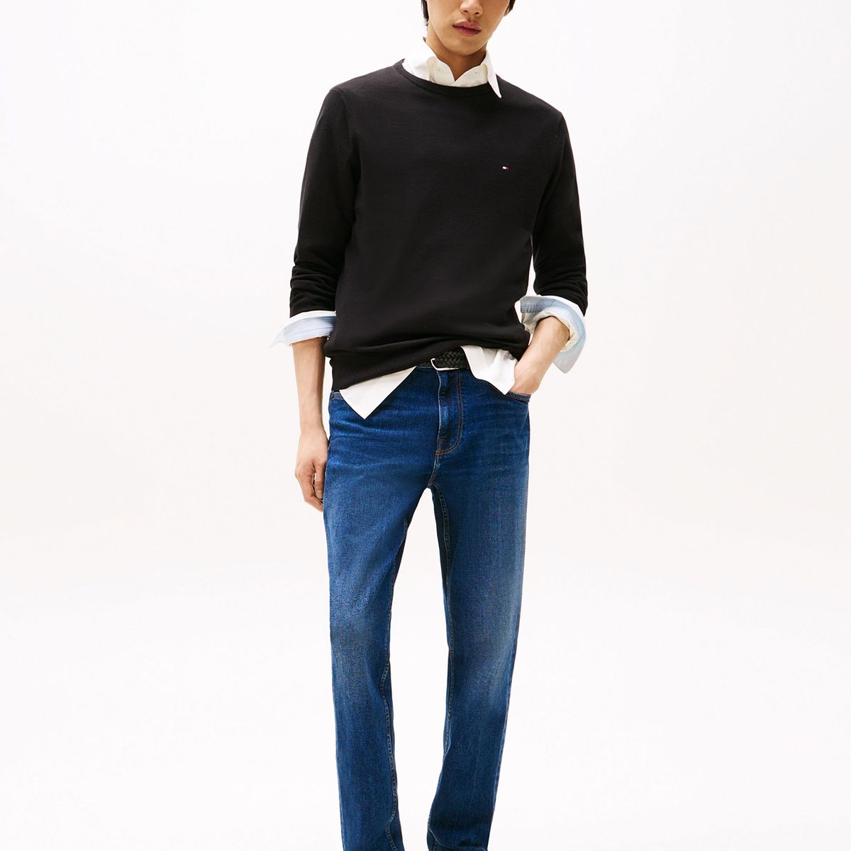 TOMMY HILFIGER - Sweater Básico Signature C-Neck Negro Tommy Hilfiger