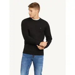 TOMMY HILFIGER - Sweater Básico Signature C-Neck Negro