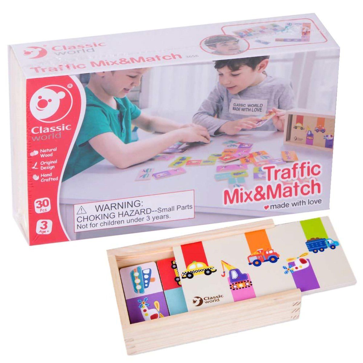 CLASSIC WORLD - Juego Dominó Autos y Calles de Madera Classic World