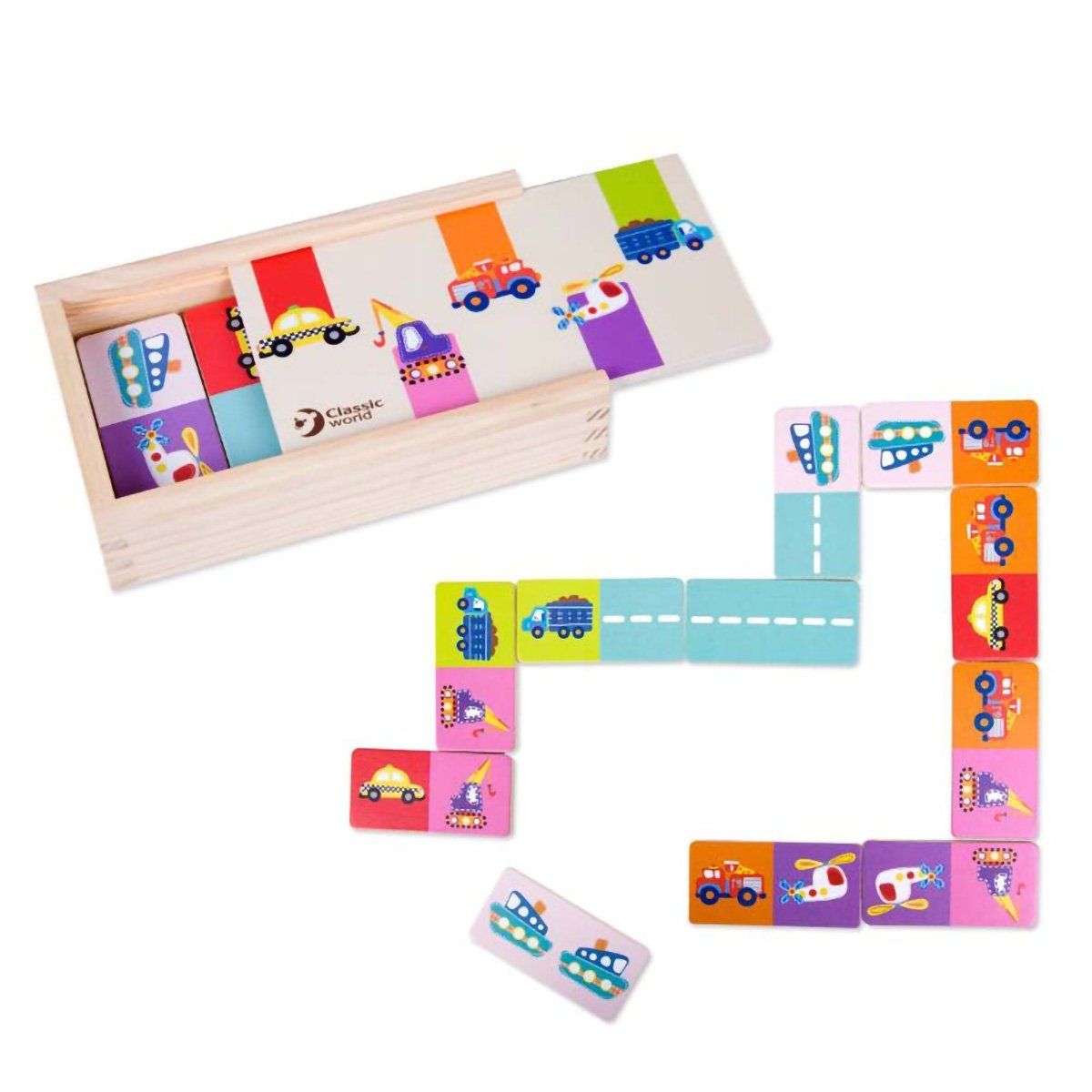 CLASSIC WORLD - Juego Dominó Autos y Calles de Madera Classic World