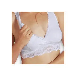 CARRIWELL - Sostén Lactancia Espalda Cruzada Algodón Organico Blanco