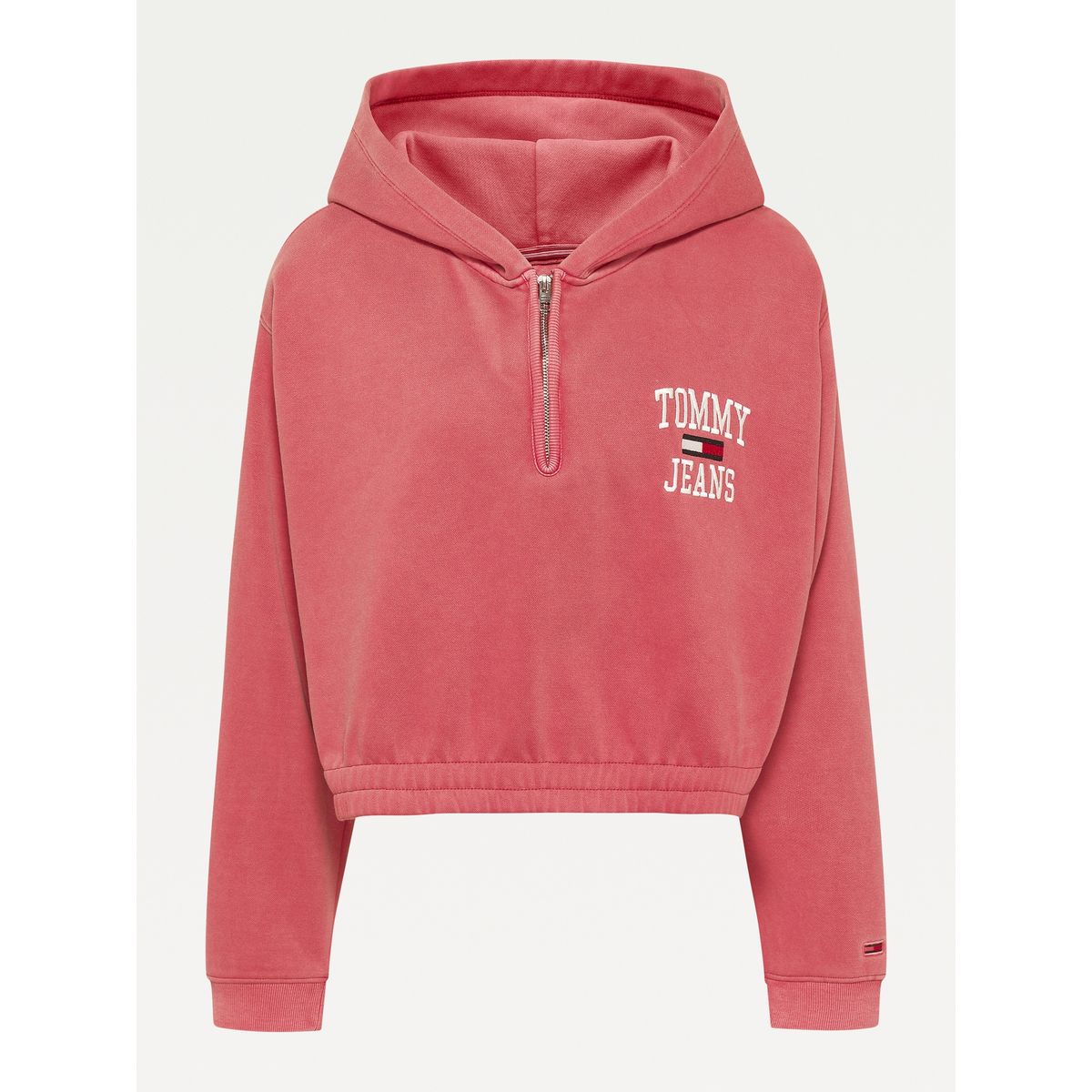 TOMMY HILFIGER - Polerón Hoodie Curve College Cropped Rojo Tommy Jeans