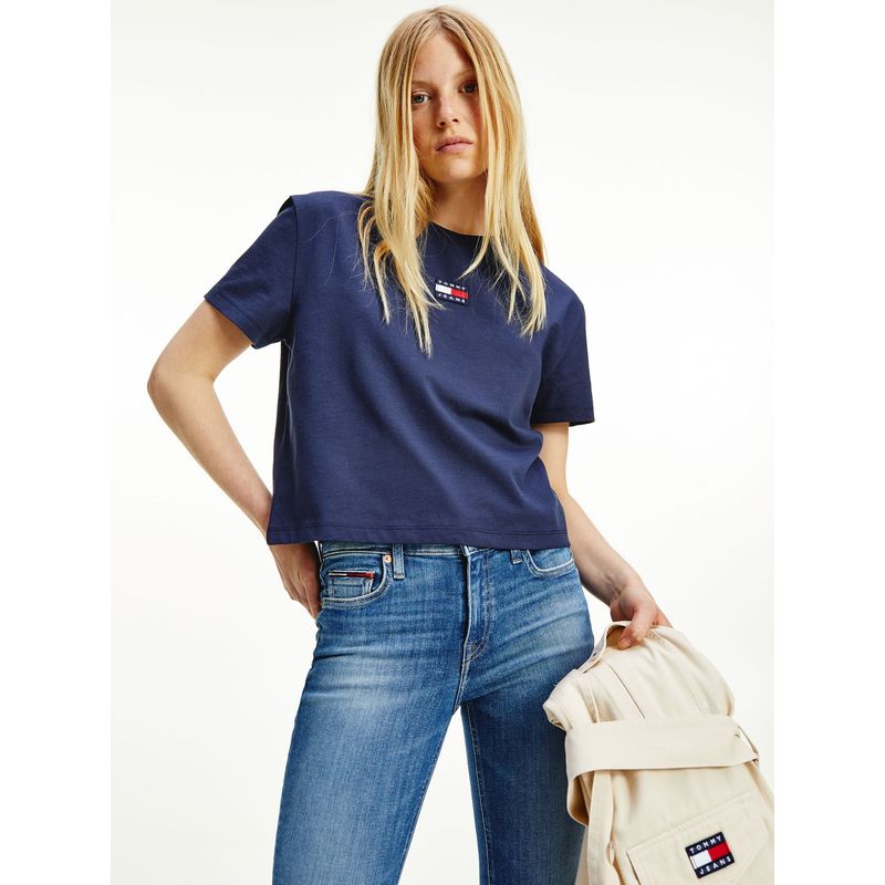 TOMMY HILFIGER - Polera Center Badge Azul Tommy Jeans