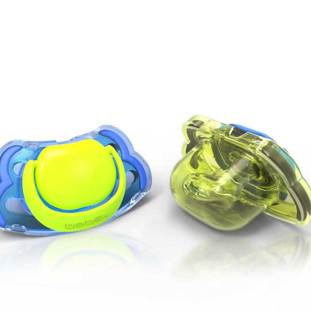 BEBEK - Pack de 2 Chupetes - Forma Ortodontica - Celeste/Amarillo BEBEK