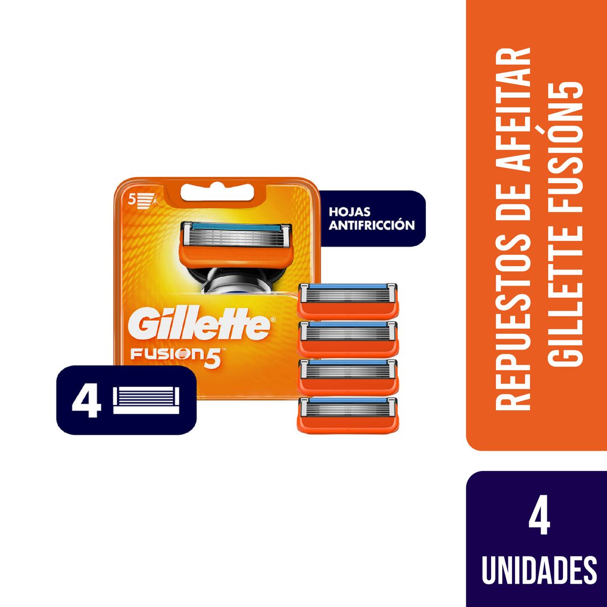 GILLETTE - Repuestos de Afeitar Gillette Fusion5 4 Unidades