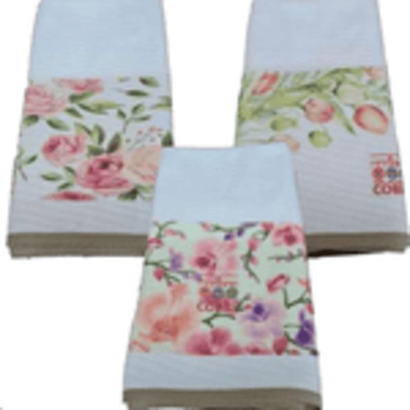 DCOBRE - PAÑO DE LOZA  ABSORBENTE 3 UNIDADES MODELO FLORES  EN COBRE