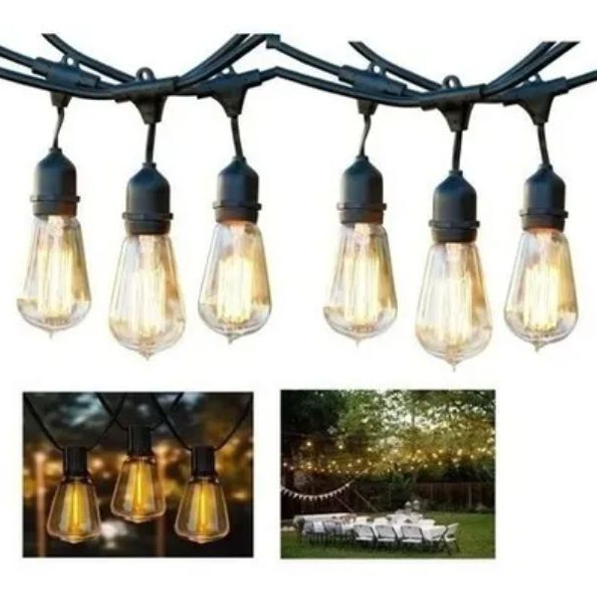 GENERICO - Guirnalda Exterior 10 Mt Porta Ampolletas + 10 Ampollas E27