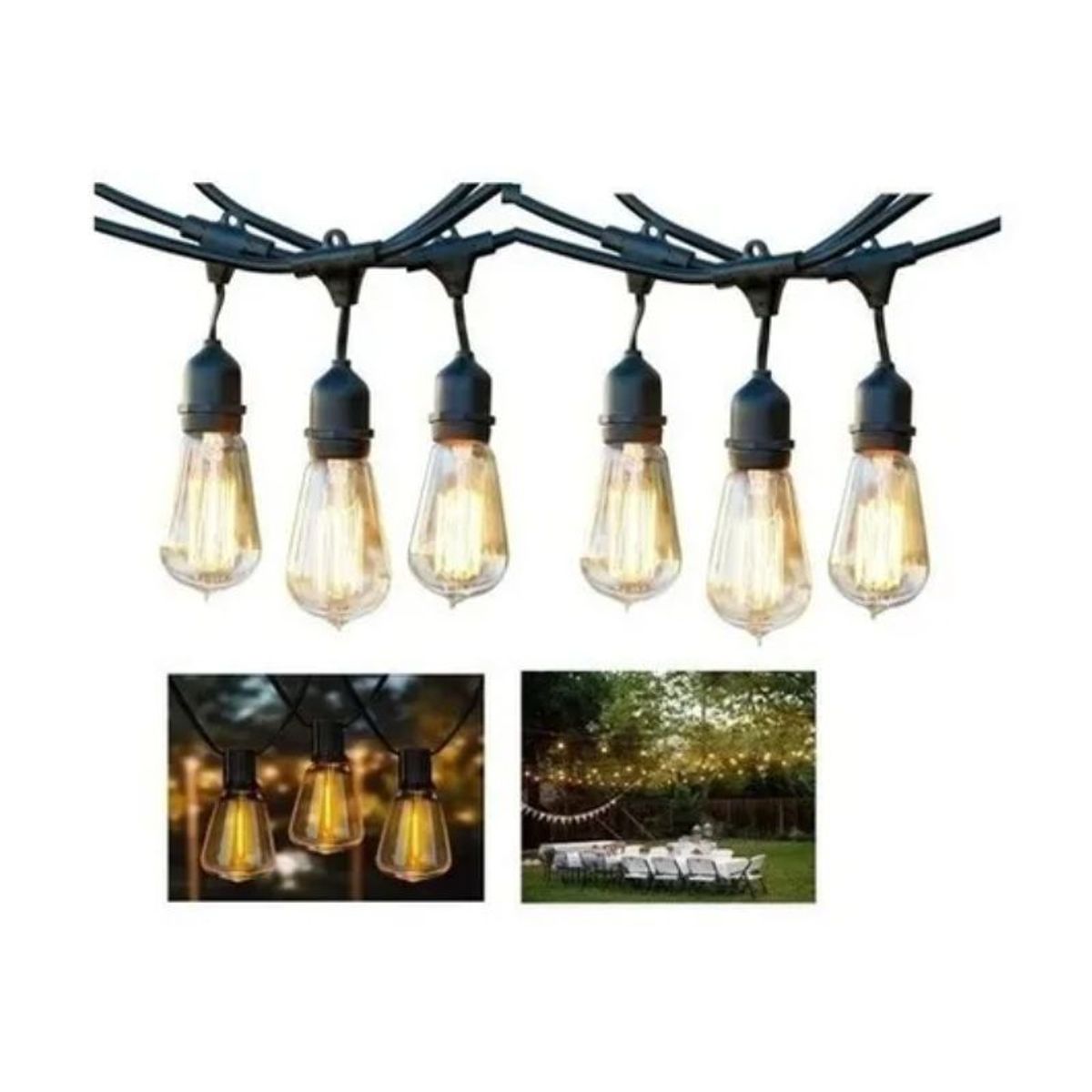 GENERICO - Guirnalda Exterior 10 Mt Porta Ampolletas + 10 Ampollas E27