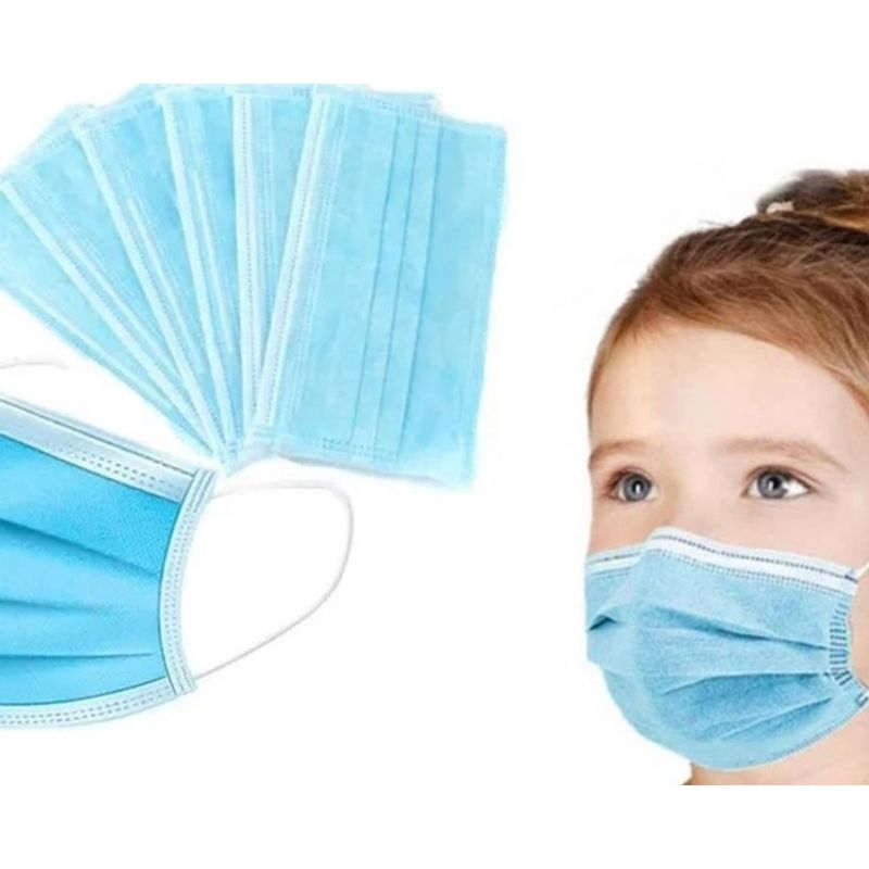 GENERICO - Mascarilla Desechable Niño CELESTE 50 Uni Certificada