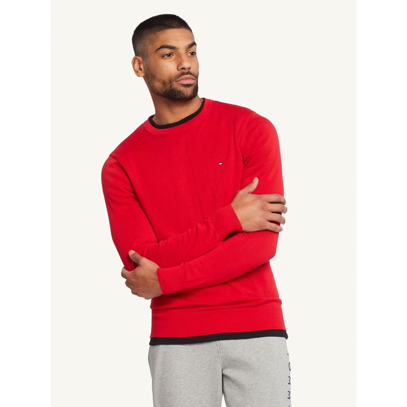 TOMMY HILFIGER - Sweater Básico Signature C-Neck Rojo Hombre