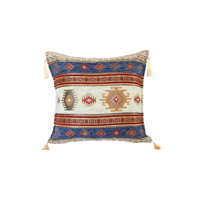 TURKUAZ - Cojín turco 42x42 Kilim Blanco y Azul