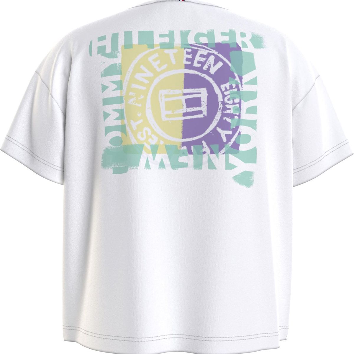 TOMMY HILFIGER - Polera Algodón Reciclado Con Logo Blanco Tommy Hilfiger