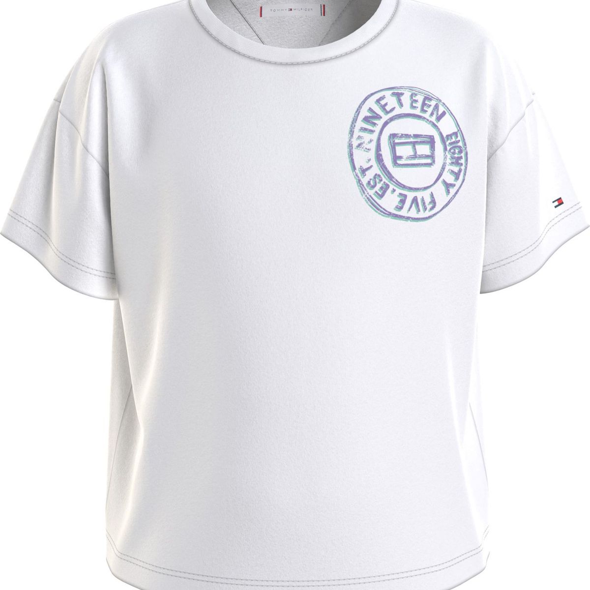 TOMMY HILFIGER - Polera Algodón Reciclado Con Logo Blanco Tommy Hilfiger