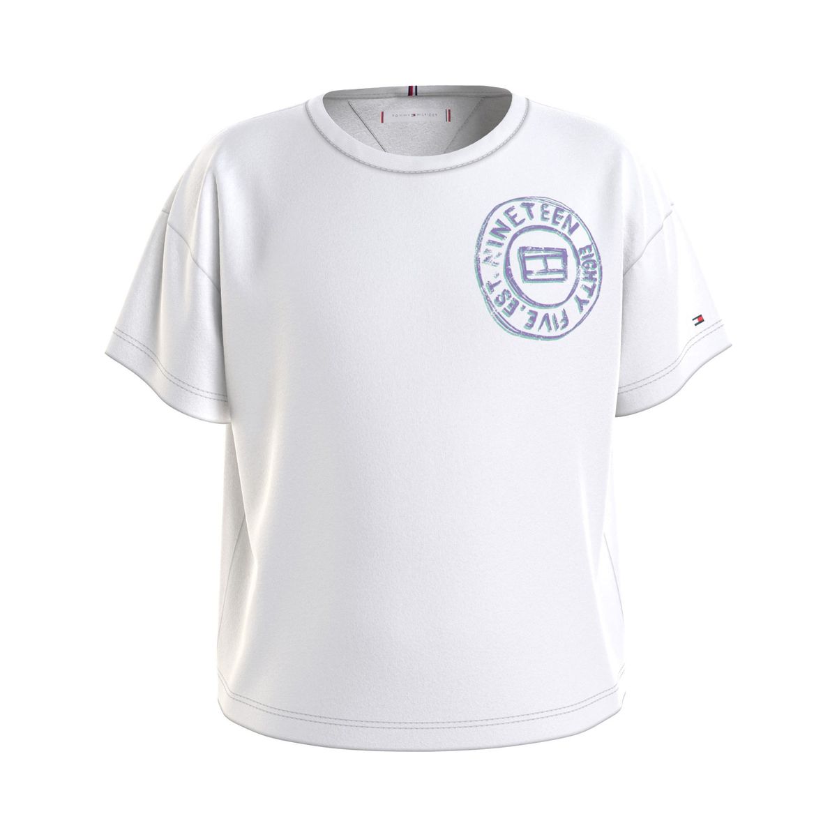 TOMMY HILFIGER - Polera Algodón Reciclado Con Logo Blanco Tommy Hilfiger