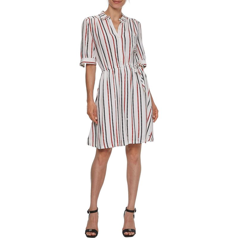 TOMMY HILFIGER - Vestido Curve Corte Evasé Blanco Tommy Hilfiger