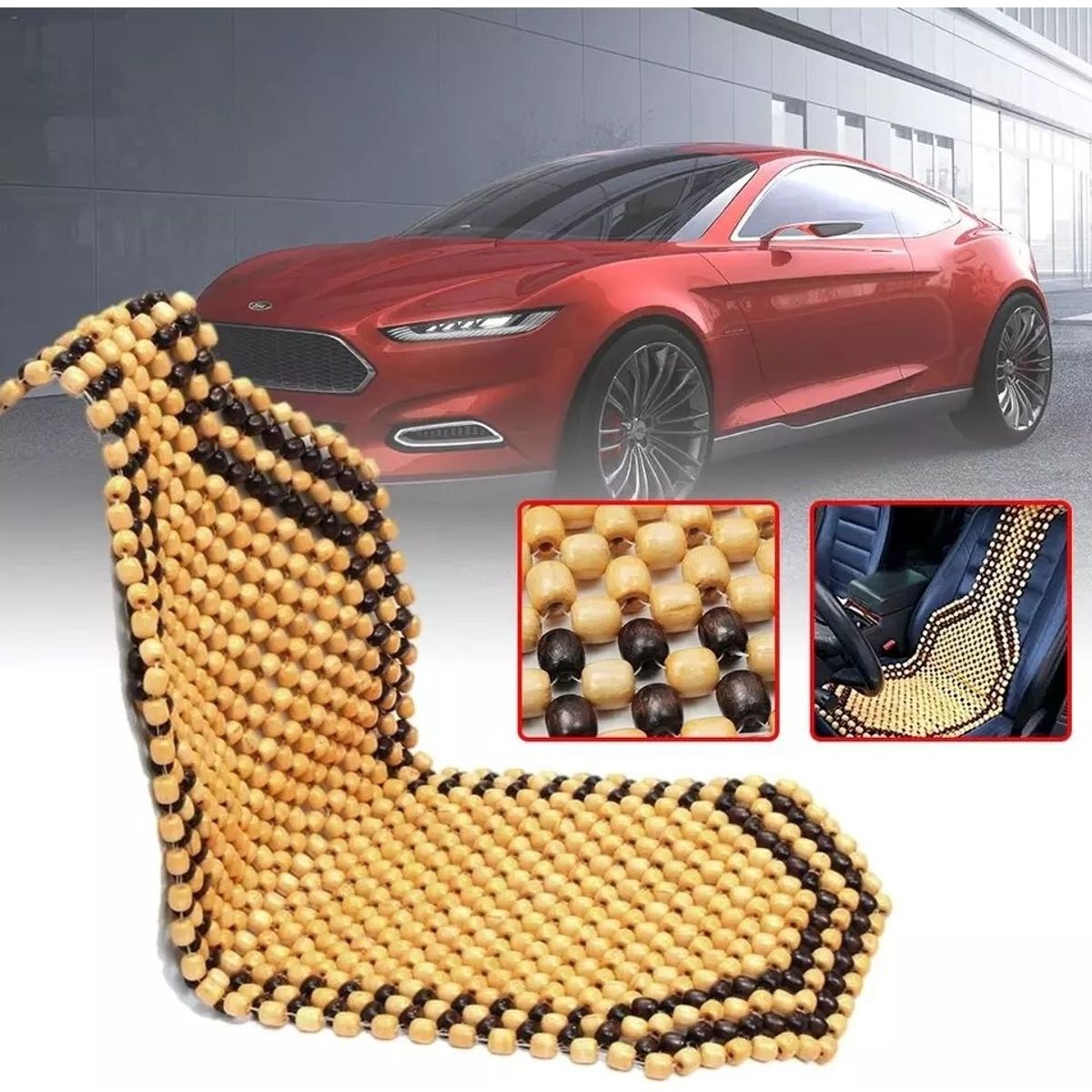 GENERICO - Respaldo De Asiento Bolas Madera Bambú Auto Respaldo Lumb