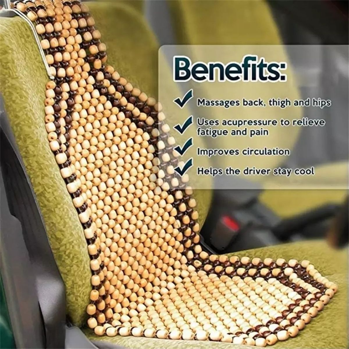 GENERICO - Respaldo De Asiento Bolas Madera Bambú Auto Respaldo Lumb