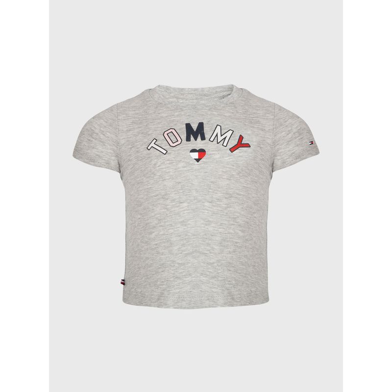 TOMMY HILFIGER - Polera Baby Girl Logo Corazón Gris Tommy Hilfiger
