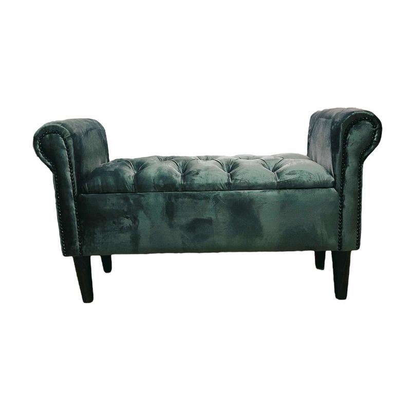 GENERICO - BANQUETA BAUL 110X45 BRAZO REDONDO FELPA GRIS