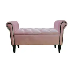 GENERICO - BANQUETA BAUL 110X45 BRAZO REDONDO FELPA PALO ROSA