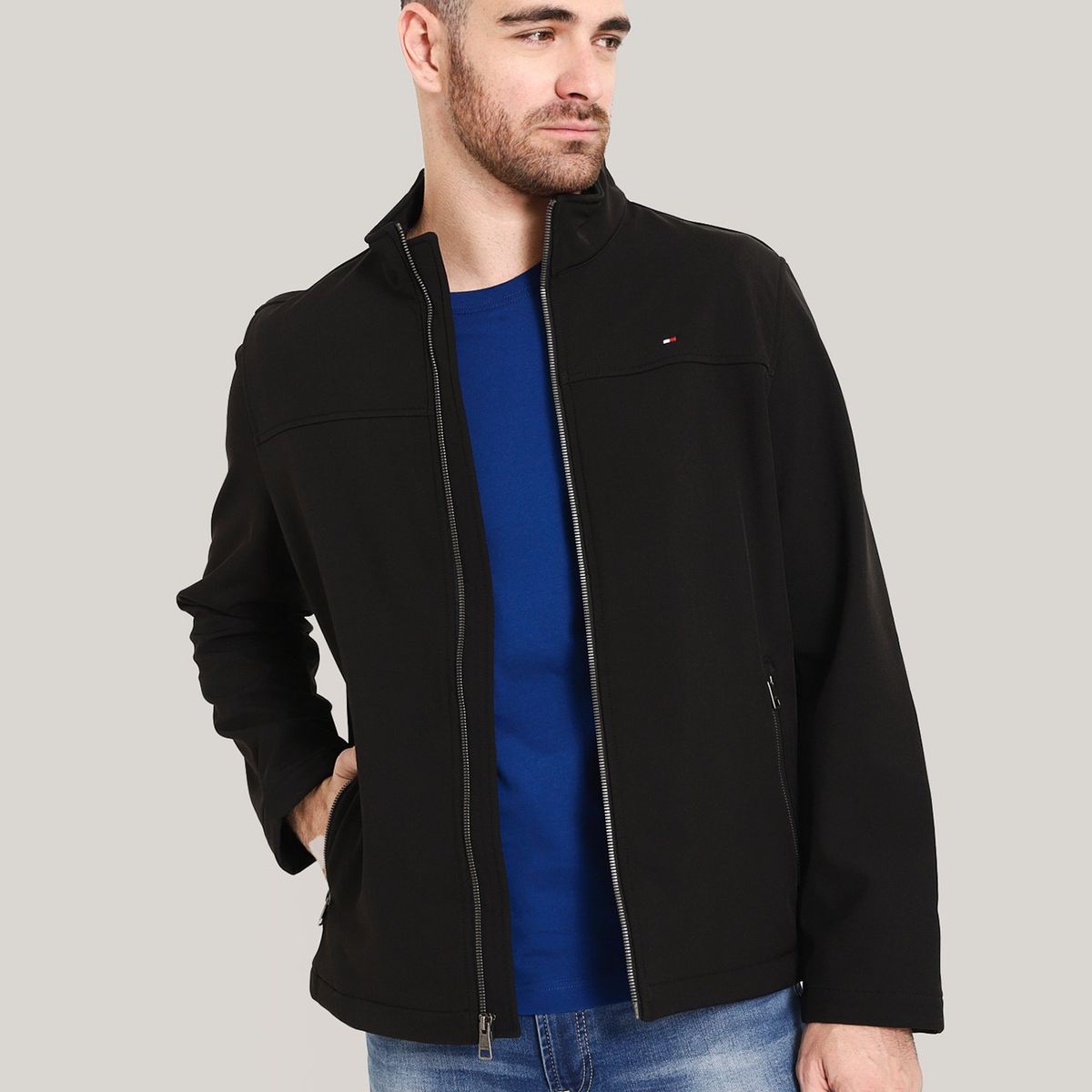 TOMMY HILFIGER - Chaqueta Active SoftShell con Cierre Negro Tommy Hilfiger