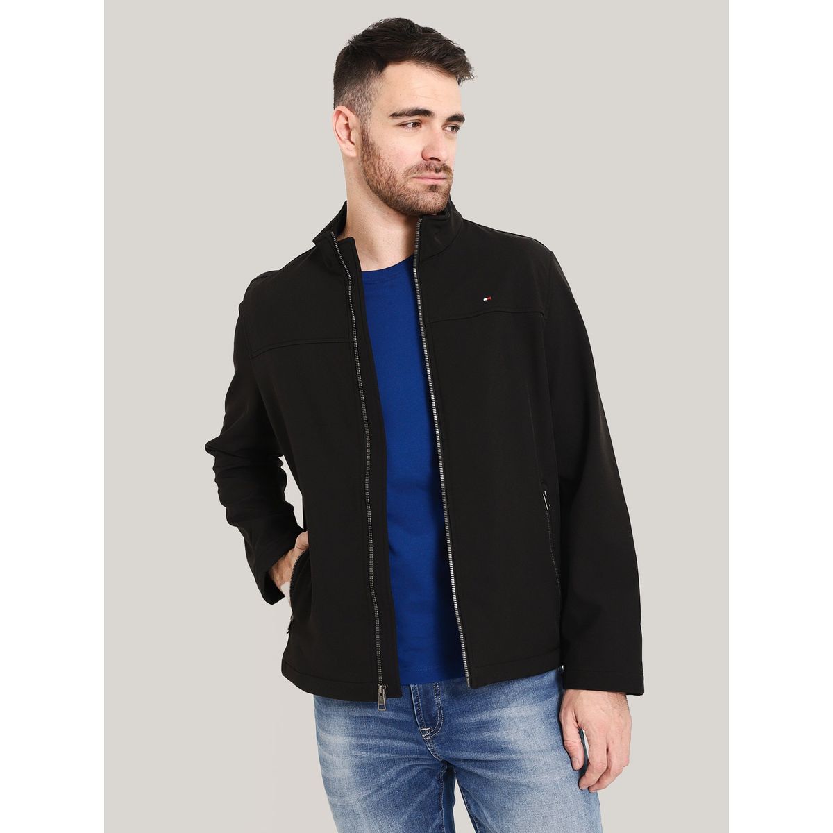 TOMMY HILFIGER - Chaqueta Active SoftShell con Cierre Negro Tommy Hilfiger