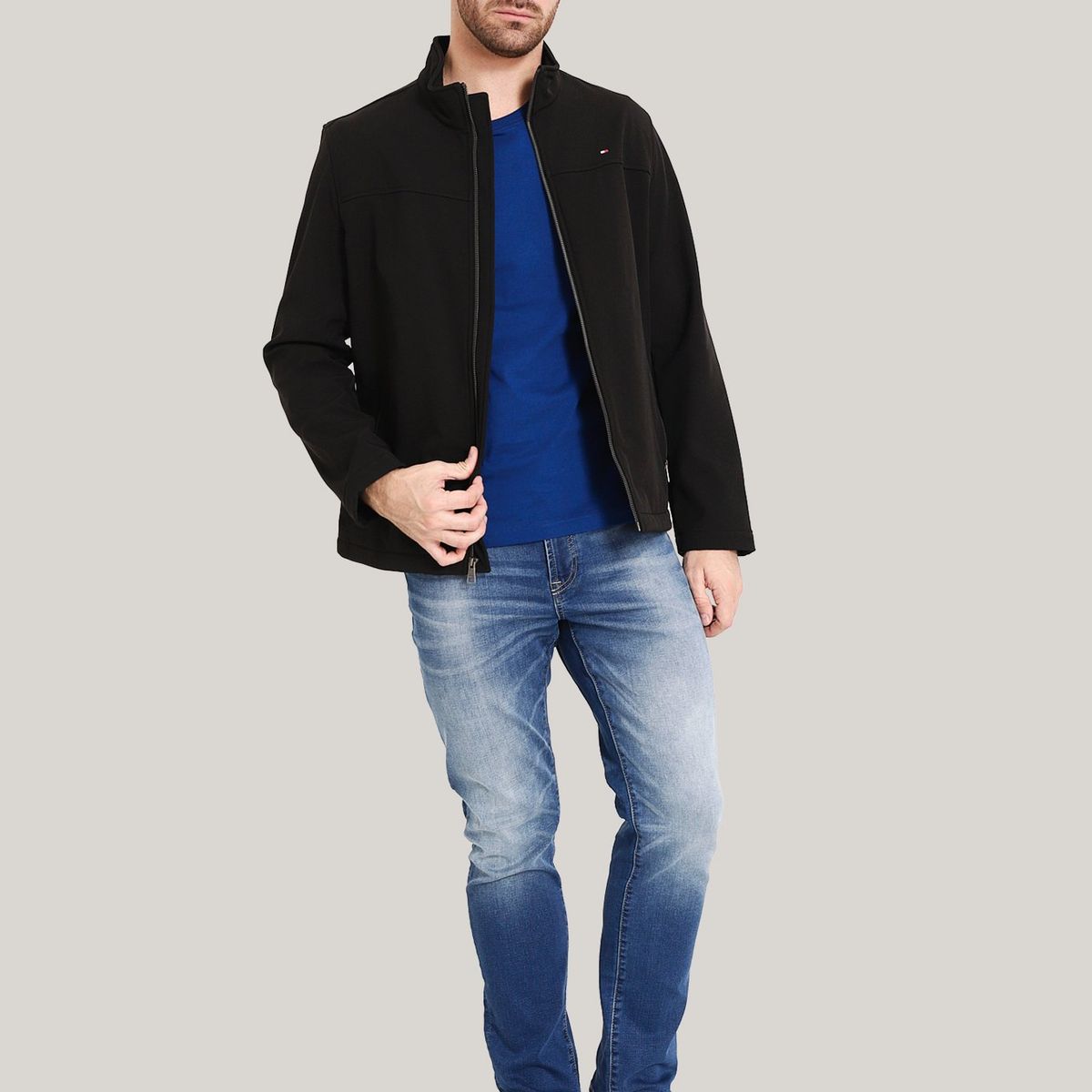 TOMMY HILFIGER - Chaqueta Active SoftShell con Cierre Negro Tommy Hilfiger