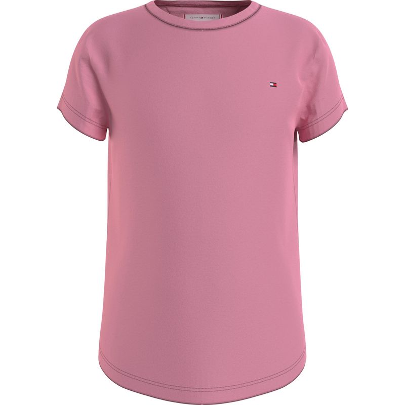TOMMY HILFIGER - Polera Essential De Algodón Rosa Tommy Hilfiger