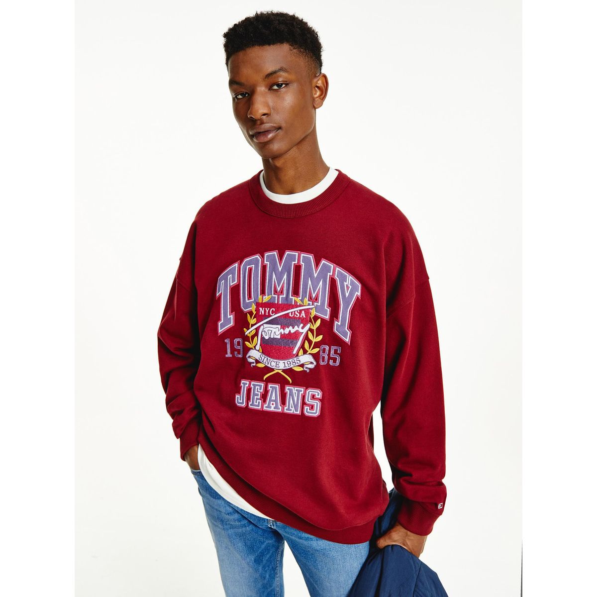 TOMMY HILFIGER - Polerón Tjm College Rojo Tommy Jeans