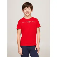TOMMY HILFIGER - Polera Unisex Essential Logo C-Neck Rojo
