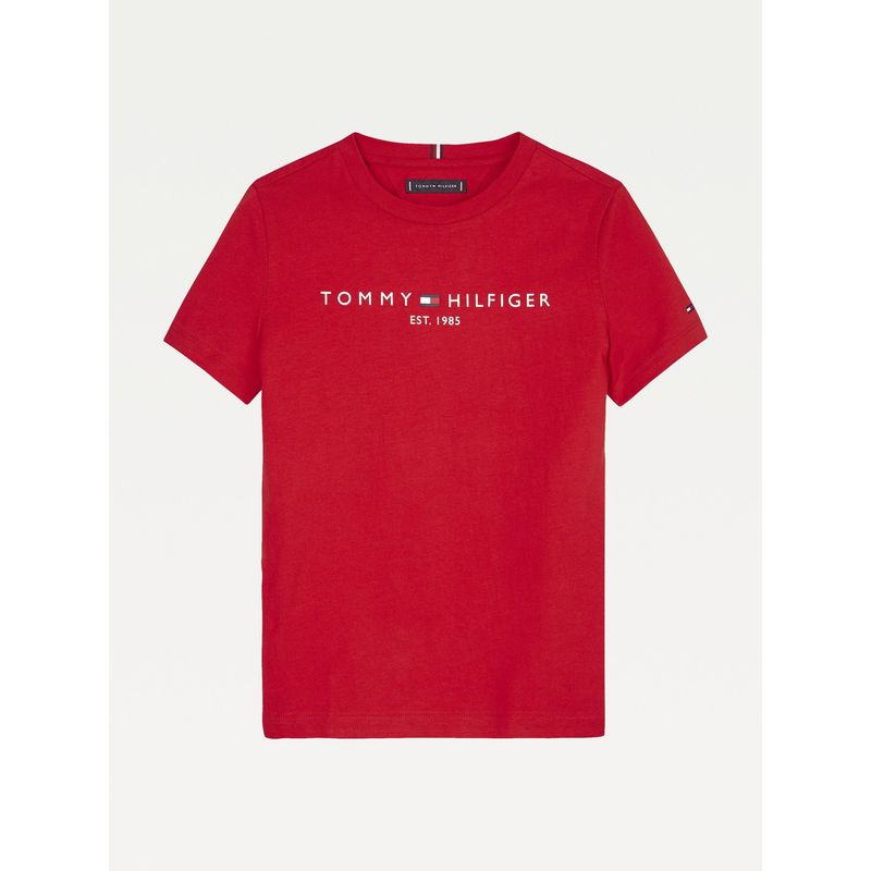 TOMMY HILFIGER - Polera Unisex Essential Logo C-Neck Rojo Tommy Hilfiger