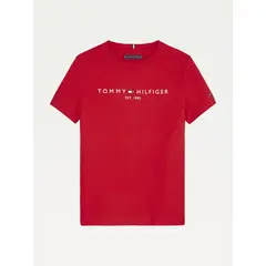 TOMMY HILFIGER - Polera Unisex Essential Logo C-Neck Rojo