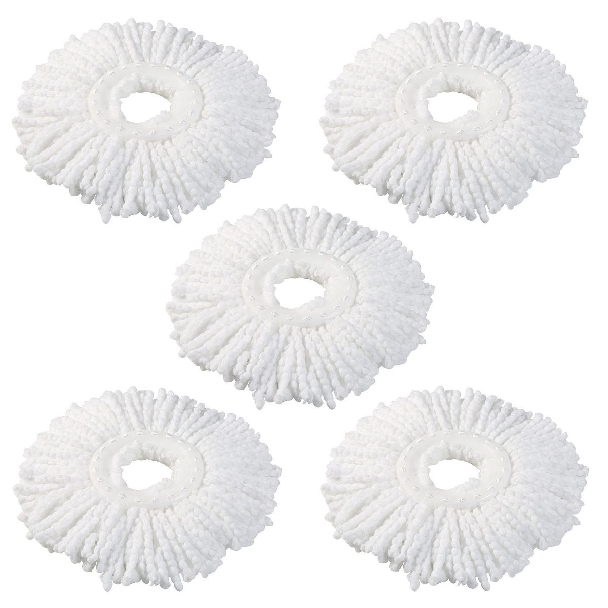 CRUSEC - Pack 5 Repuestos Cabezal Mopa Giratoria 360 Trapeador Blanco