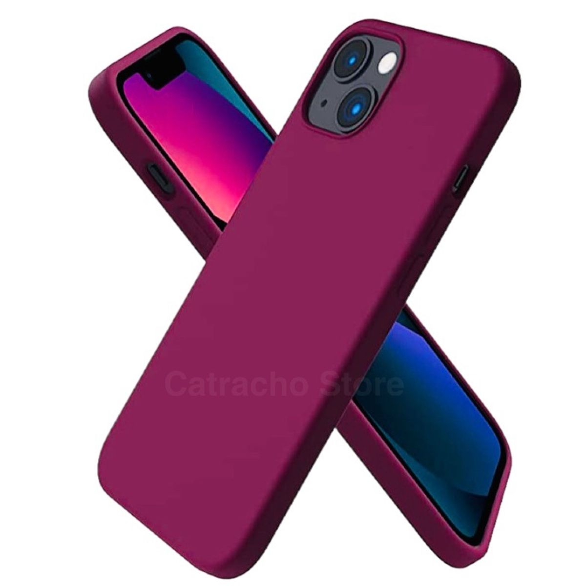 GENERICO - Carcasa De Silicona Rojo Rosa Para iPhone 13 Normal + Lamina