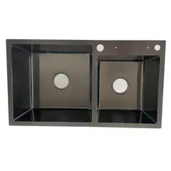 MODERN SPACE - Lavaplatos 80x45 Cm Negro Delux Acero Inoxidable