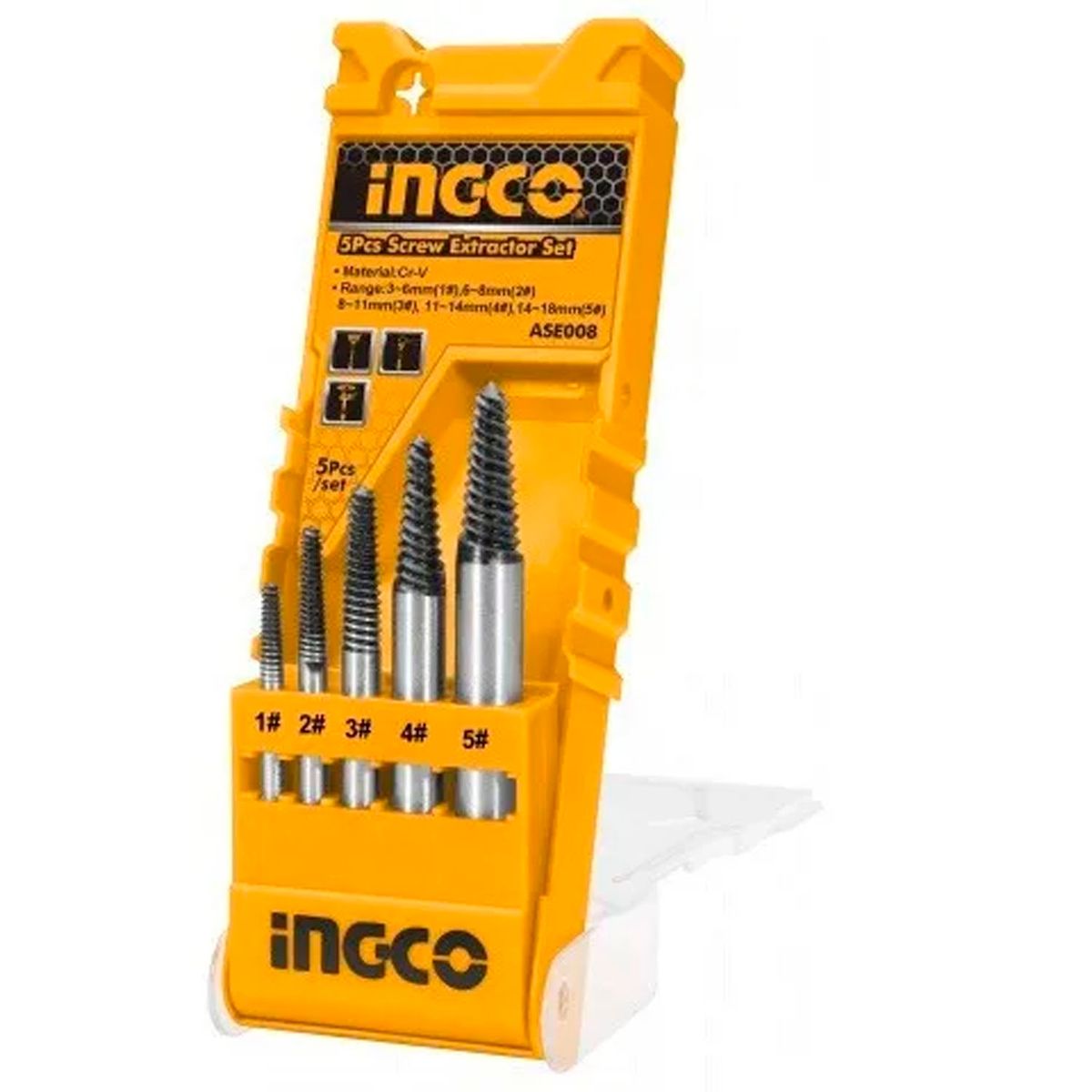INGCO - Extractor Tornillo Pernos Cortados 5 Piezas