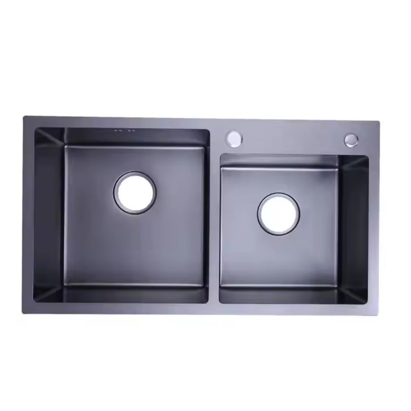 MODERN SPACE - Lavaplatos 68x38 Negro Deluxe Acero Inoxidable