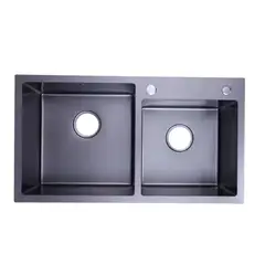 MODERN SPACE - Lavaplatos 68x38 Negro Deluxe Acero Inoxidable