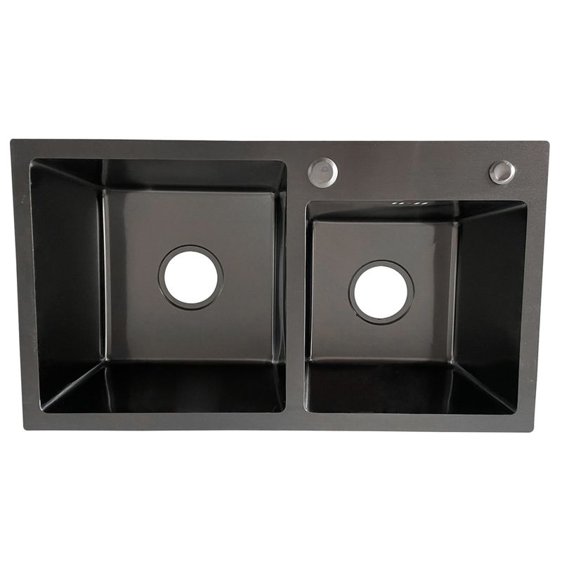 MODERN SPACE - Lavaplatos 78x43A Negro Delux Acero Inoxidable
